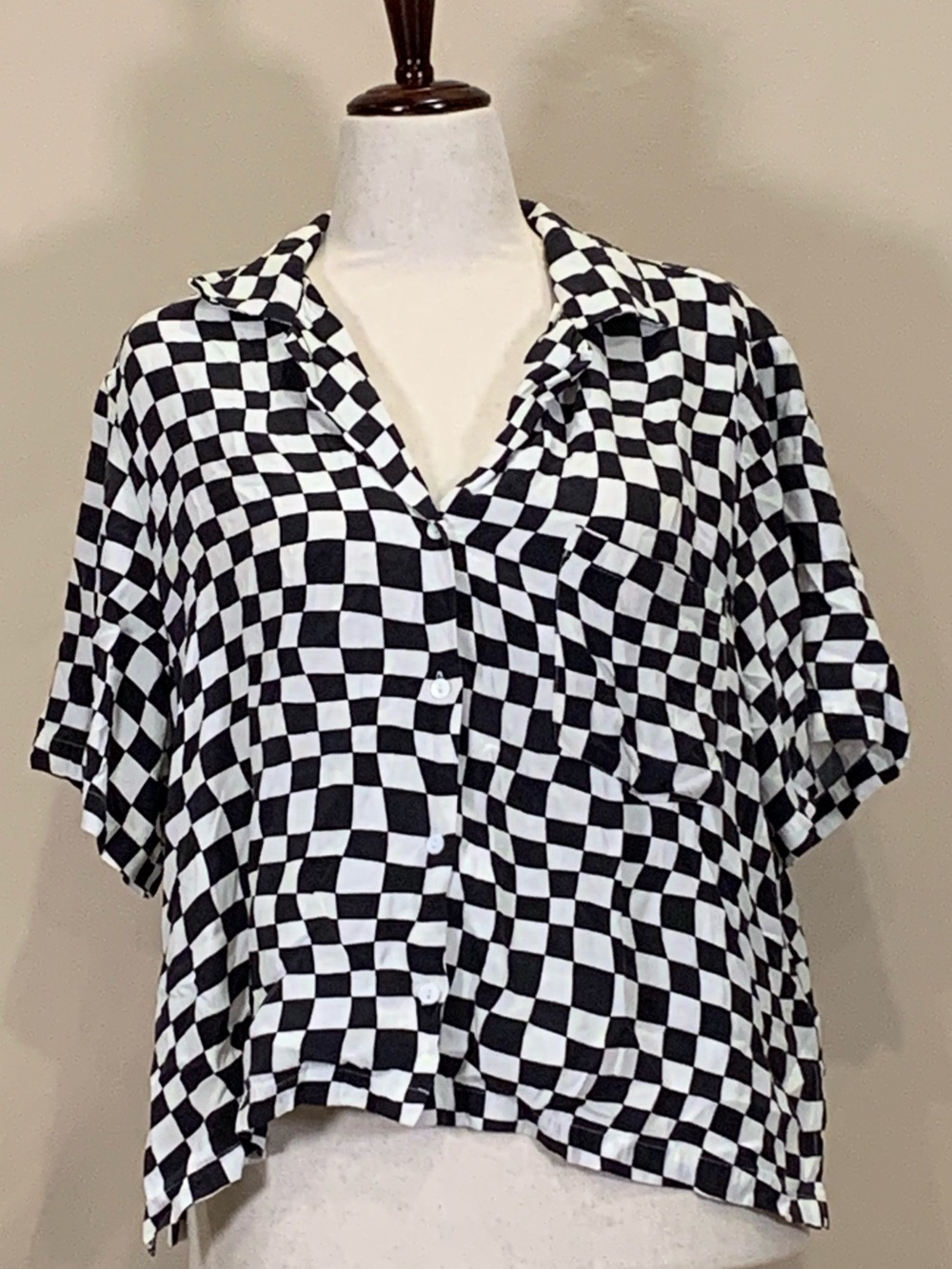 Pistola Black White Checkerboard Print Button Down Shirt